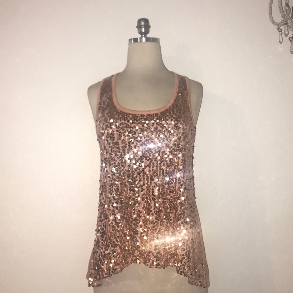 NWT! Rose Gold Sequin Blouse